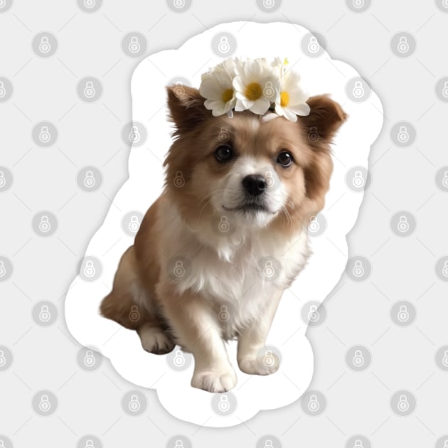 Dog With Flower Crown Sticker by Sask Designer